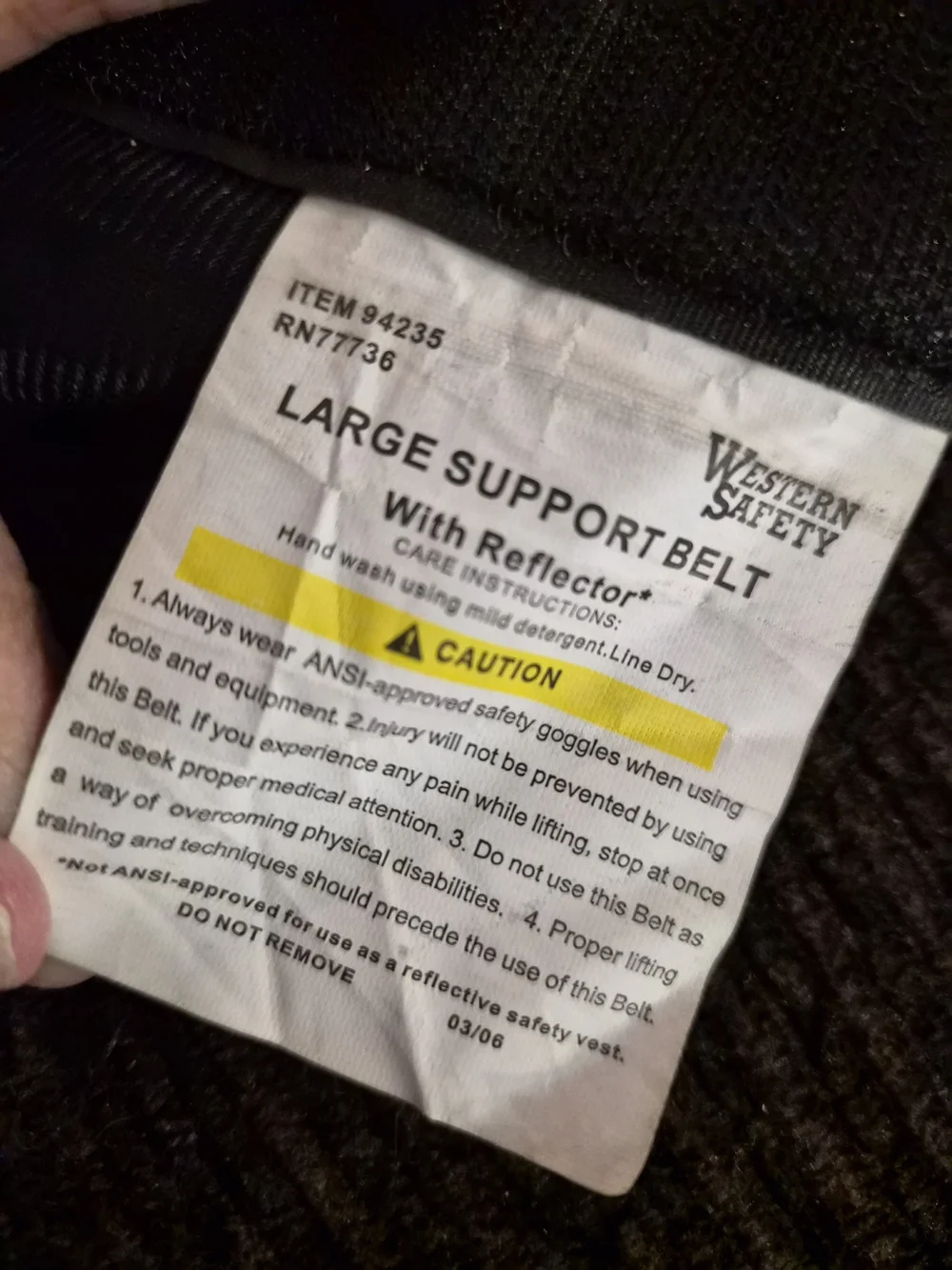 WESTERN SAFETY Back Support Belt with Reflector, L #0208